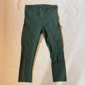 Lululemon Athletica Teal Fast and Free Cropped Leggings
